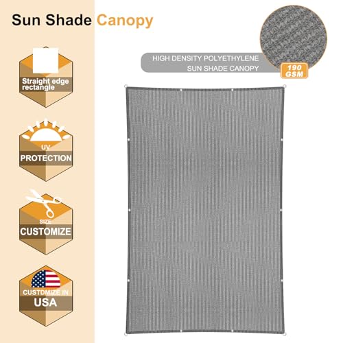 2' x 3' Gray Sun Shade Sail Straight Edge with Grommets UV Block & Water Permeable Canopy Cover for Patio, Garden, Backyard, Yard & Outdoor - color: Gray, size: 2' x 3'