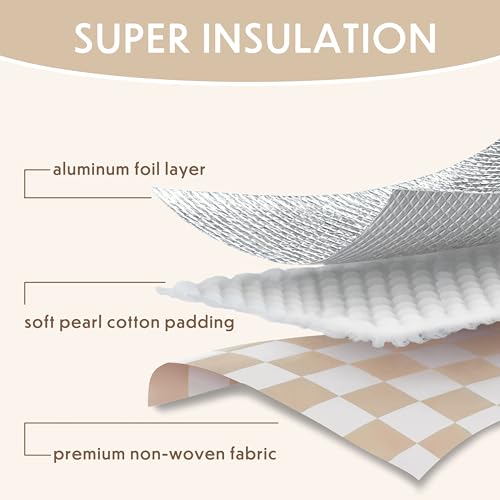 Ohocut Checkered Insulated Grocery Bags 2 Pack, Checkerboard Cooler Shopping Bags for Groceries, Insulated Bags for Food Delivery - color: Beige