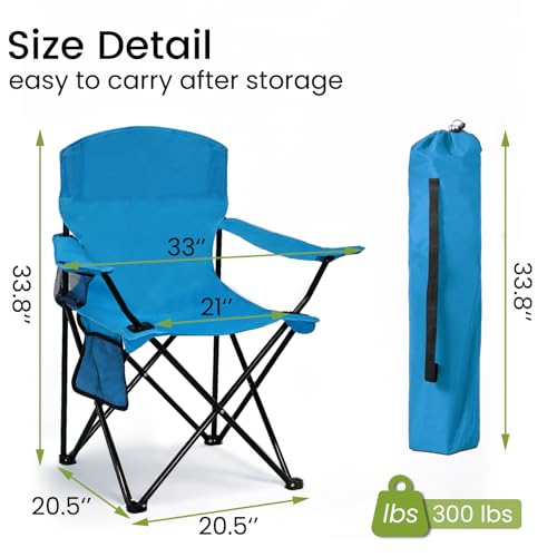 Camping Chair 2 Pack Portable Folding Chair, Supports 300lbs, Lightweight Stable Outdoor Chair for Camping Hiking Fishing Beach Travel Picnic, Compact Collapsible Camping Seat, Bright Blue - color: Bright Blue