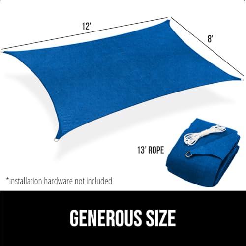 GORILLA GRIP Heavy Duty Sun Shade, UV Protection Fade Tear and Rust Resistant Rectangle Sunshade Canopy, Curved Edges Blocks Sunlight, Breathable Sail, Outdoor Patio, Lawn Garden, 8x12 FT Blue - color: Blue, size: 8' X 12', style: Rectangle