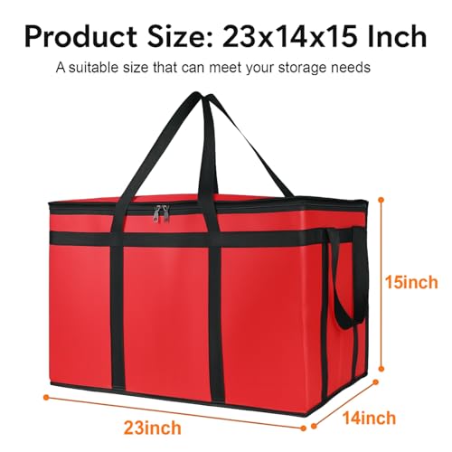Bodaon Large 2-Pack Insulated Food Delivery Bag, XXXL Grocery Shopping/Catering/Pizza Cooler Bags, Rideshare Delivery Bag, Dashers Cold/Hot Styrofoam Carrier for Travel/Shopping/Catering/Car - color: Red, size: XXX-Large(without Hard Bottom)