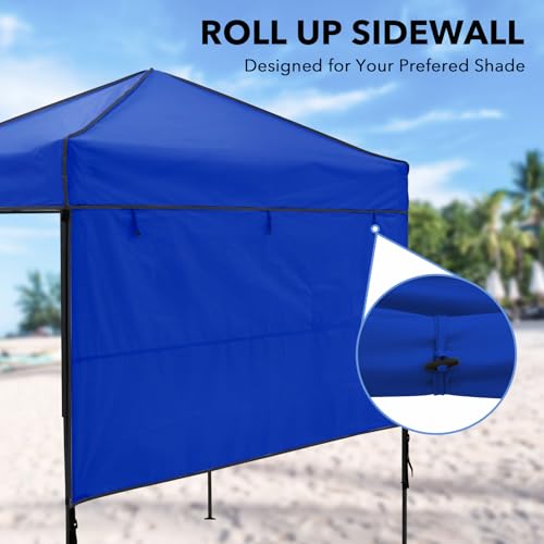 6x4 Pop Up Canopy Tent with Half Wall Panel, Instant Portable Beach Canopy, Outdoor Tent with Carry Bag for Camping, Sports, Tailgating, Events, Blue - color: Blue, size: With Half Wall