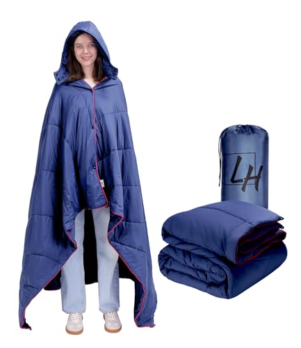 Outdoor Puffy Camping Blanket, Lightweight Down Alternative Puffy Waterproof Stadium Blanket with Portable Bag, Lightweight Camping Blanket for 2 People, Cold Weather, Sports, Travel, Car, 79*54 inch - color: Blue