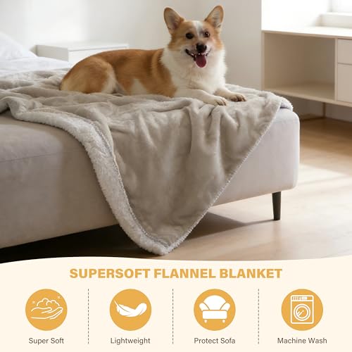 Kritter Planet Waterproof Pet Blanket - Soft Sherpa Dog Blanket, Washable Leakproof Blanket for Pets, Waterproof Pad for Dogs & Cats - color: Taupe, size: 50×60 Inches