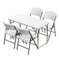 Elevon Folding Table Set with 4 White Folding Chairs,4 Feet Heavy Duty Fold-in-Half Utility Table Sets for Picnic, Event, Training, Outdoor Activities, at Home and Commercial Use - size: 4 feet, style: With 4 Chair