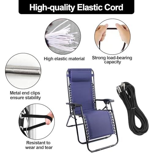 Zero Gravity Chair Replacement Cord,Antigravity Chair Replacement,4 Pack Elastic Cords Repair Tool Kit for Repairing Zero Gravity Chair(Black) - size: Black
