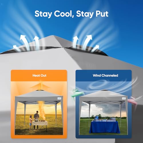 Quictent 10x10 Pop Up Canopy Tent Without Sidewall, Instant Setup Gazebo for 1 Person, Portable & Compact, Waterproof & UV Protection, Ideal for Camping, Beach, Parties, and Outdoor Events - color: Gray, size: 10x10 without Sidewall