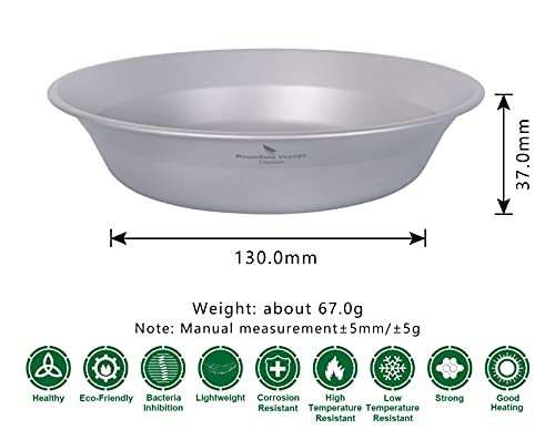 iBasingo Titanium Camping Bowl 174mm Deep Ultralight Backcountry Dining Bowl for Backpackers | 67g Fireproof Cookware | Boil Water Directly Over Flame (Ø174x130x37mm) Ti1112T - color: Bowl-Ti1112T