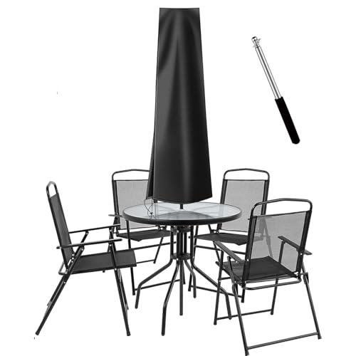 OKPOW Umbrella Covers for Outdoor Umbrellas - Small Patio Umbrella Cover for 6 ft to 9 ft Outdoor Table Umbrella - Waterproof Windproof Anti-UV Garden Parasol Covers, Black - color: Black