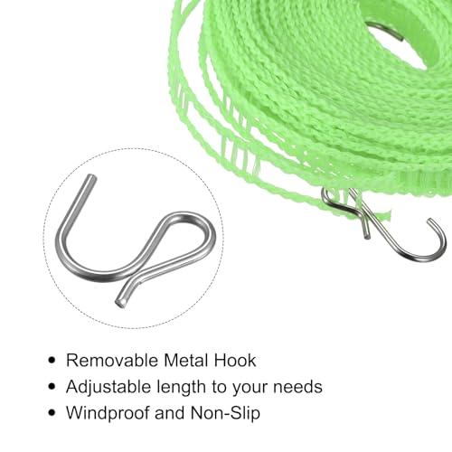 uxcell Portable Clothesline, 32.8ft Nylon Windproof Non-Slip Washing Line Rope for Courtyard Outdoor Travel Camping Laundry Drying, Green - color: Green, size: 32.8ft