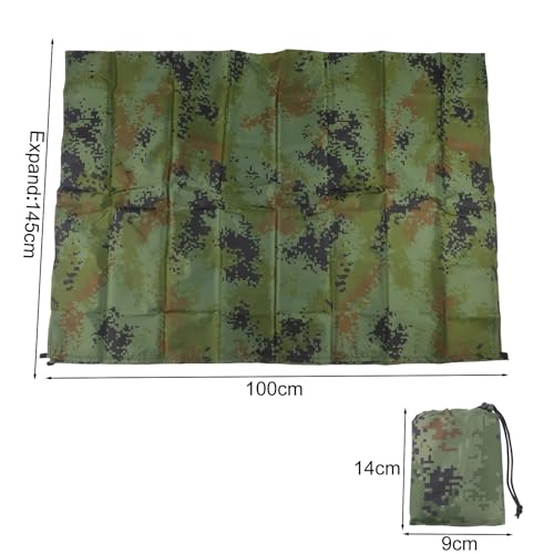Tent Tarp Waterproof Sun Shade Shelter 210T Polyester Rain Fly with 6 Tie Points for Camping Hiking Picnic Beach for Hammock-Awning Cover, 100X145cm(Camouflage)