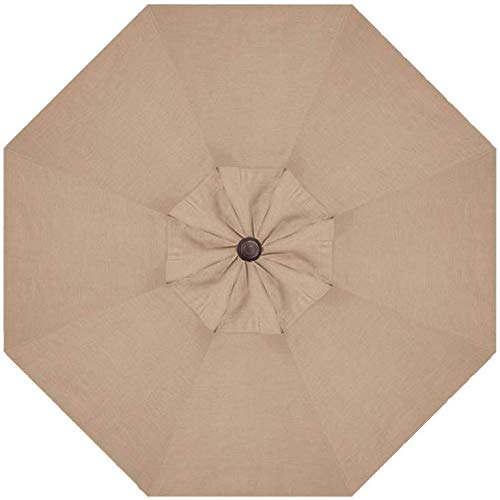 Treasure Garden Octagonal 9 ft Patio Umbrella - Outdoor Furniture Table Umbrella – Push-Button Tilt – Bronze Aluminum Frame (Obravia, Sand) - color: O'bravia Sand w/Bronze Frame, size: 9 FT Push Button Tilt