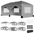 10x20 Pop Up Canopy with 6 Sidewalls, Waterproof Outdoor Wedding Gazebo Canopy with Removable Side Walls & 6 Sandbags | Ideal for Weddings, Parties, Backyard Events, Trade Shows - color: Gray