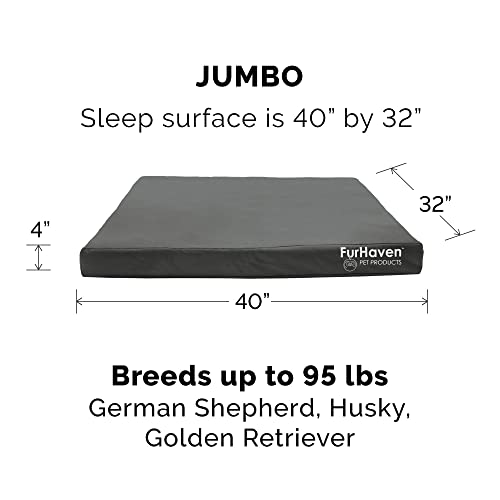 Furhaven Replacement Dog Bed Cover Water-Resistant Indoor/Outdoor Logo Print Oxford Polycanvas Mattress, Washable - Stone Gray, Jumbo (X-Large) - color: Stone Gray, size: Jumbo