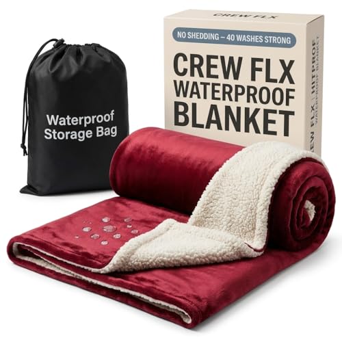 Waterproof Throw Blanket (40"x60") – Reversible Fleece & Sherpa, TPU Leakproof Stain Resistant Couch & Sofa Cover, Bed Protector – Machine Washable - Burgundy - color: Red, size: 40 x 60 inch