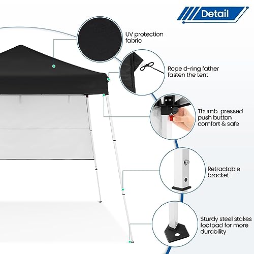HOTEEL 10x20 Pop Up Canopy Tent Heavy Duty, Commercial Outdoor Canopy Tents for Parties Event Wedding, Party Tent All Season Wind UV 50+ & Waterproof Gazebo with Roller Bag, Thickened Legs - color: Black, size: 10x10FT (No Walls)