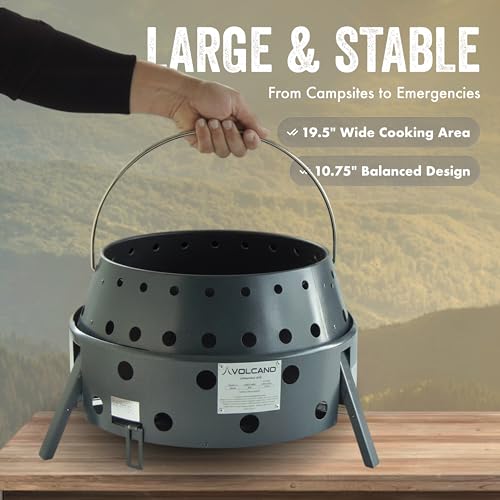 Volcano 2 Collapsible Grill Stove with Fire Pit Burner Ring, Portable Charcoal or Wood Cooker, Propane Fire Ring Conversion, Folding Outdoor Stove with Carrying Case, Compact Steel Camp Bundle - style: Volcano 2 Grill + Fire Pit Burner Ring Kit