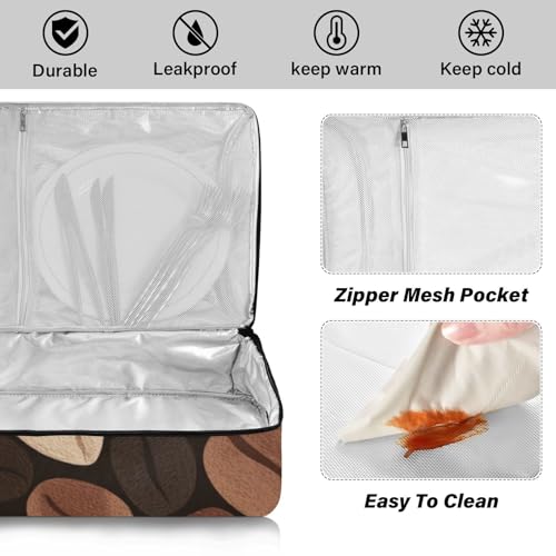 Casserole Carriers for Hot or Cold Food Reusable Casserole Dish Carrier Insulated Thermal Large Capacity Durable Perfect for Party Camping Family Gatherings Yellow Fish - color: Brown Vintage Coffee Beans
