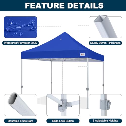MASTERCANOPY Pop Up Canopy Tent Commercial Grade 10x10 Instant Shelter (Blue) - color: Blue, size: 10x10
