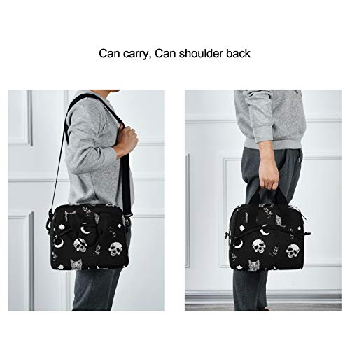 Skull Cat Moon Gothic Insulated Lunch Bag Reusable Lunch Tote Bag Cooler Bag for Women Men Adult Lunch Box with Adjustable Shoulder Strap Leakproof Lunch Bag for Work School Picnic Camping - color: Skull Cat Moon