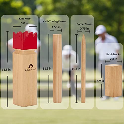 ApudArmis Kubb Yard Game Set, Viking Chess Outdoor Clash Toss Yard Game with Carrying Case - Rubber Wooden Backyard Lawn Games Set for Teenagers Adults Family - color: Burlywood