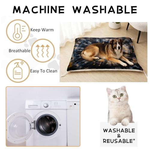 Nttopship Dog Cat Bed Mat Ultra Soft Fluffy Pet Bed Washable Fashion Dog Crate Beds Comfy Comfy Pet Sleeping Pad Suitable for Pet Raised Bed(30"x26",Tie-Dye) - color: Tie-Dye, size: Medium