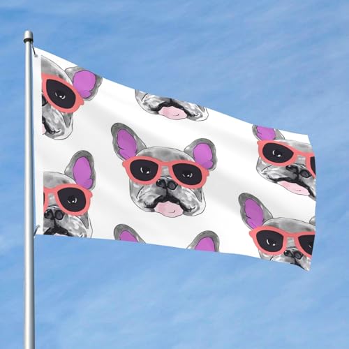 French Bulldog Pink Glasses Flag 2 X 3 Ft Double Sided Vertical Garden Flag Seasonal Holiday Banner With Brass Grommets Photo Backdrop Yard Flag For Outdoor Indoor Home Decor - color: French Bulldog Pink Glasses