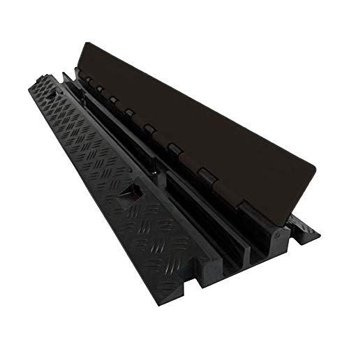 Electriduct Heavy Duty 2 Channel Cable Protector Traffic Wire and Hose Ramp Cord Cover 1.2 Inch Channels 12,000 lbs per Axle CP-RPS-212 - Rubber Black Base/Black Lid, 2 Pack - color: Black, size: 2 Ramps
