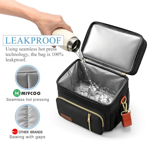 MIYCOO Lunch Bag & Lunch Box for Women Men, Double Deck Leakproof Insulated Soft Large Adult Camping Cooler bag for Work, Beach, Picnic, Travel (Black Orange, 15L) - color: Black Orange
