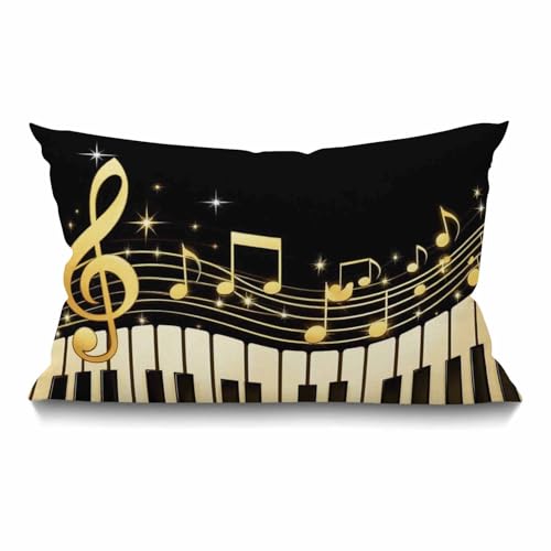 Smooffly Old Vintage Abstract Piano and Music Note Waist Lumbar Cotton Linen Throw Pillow case Cushion Cover for Sofa Home Decorative Oblong 12x20 Inches - color: Swn19