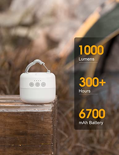 ZMNT LED Camping Lantern Rechargeable 1000LM, Up to 300H Running Time Camping Tent Light, 6700mAh Emergency Light for Hurricane, Power Outages, Home, Hiking, Water-Resistant - style: White