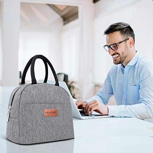 BALORAY Lunch Bag for Women Men Insulated Lunch Box for Adult Reusable Lunch Tote Bag for Work, Picnic or Travel (Grey) - color: Deep gray, size: M