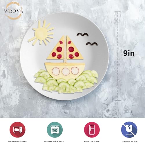 Wrova Wheat Straw Dinner Plates 9 Inch Unbreakable Set of 8 - Dishwasher & Microwave Safe Plastic Plates Reusable - Lightweight Plates for kitchen,camping,salad,appetizer - White - color: White, size: 9 inch