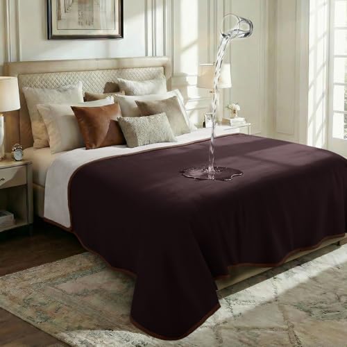 Luciphia 100% Waterproof Blanket for Adults or Large Dogs, Soft Polar Fleece Pet Throw Blankets for Bed Couch Protector Washable, Reversible Leakproof Furniture Protection,Brown Cream,85x57 inch - color: Sahara Topaz, size: XL (85x57 inch)