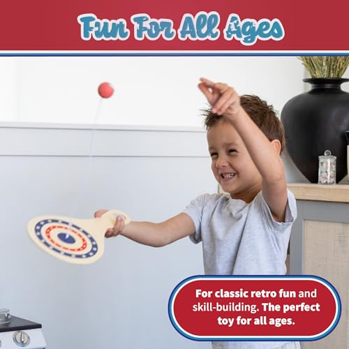 Continuum Games Way Back Toys Paddle Ball, Game of Steady Hands and Skill, Novelty Family Fun Game for Ages 5 and up