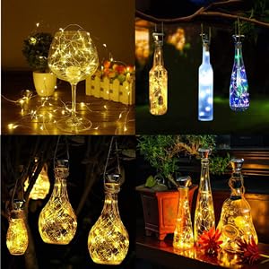 Upgraded 12 Pack Diamond Solar Wine Bottle Lights, 20 LEDs Waterproof Copper Light, Bottle Light Fairy Cork String Lights for Yard Patio Decor, DIY Birthday Gift for Mom Grandma Friend(Warm White) - color: Warm White (Diamond Shaped), size: 12 Pack