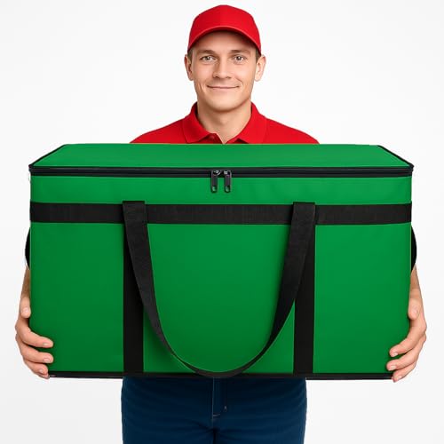Bodaon 2-Pack Insulated Food Delivery Bag, XXXL Grocery Shopping/Catering/Bags, Rideshare Delivery Bag, Cold/Hot Styrofoam Carrier for Travel/Car, Warmer/Frozen - color: Green, size: XXX-Large(without Hard Bottom)