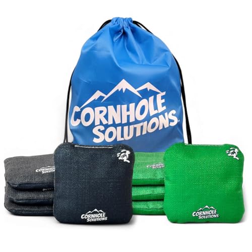 Cornhole Solutions Cornhole Bags Set of 8 – Regulation Pro Style 6x6 – Resin Filled + Tote Bag - color: Black/Green