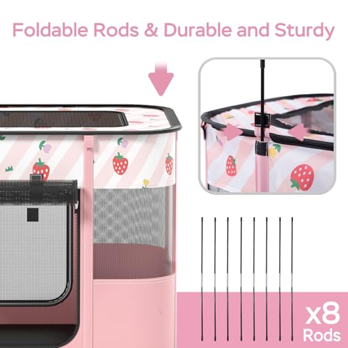 Dog and CAT pop Play Pen,Pets Houses for Dogs and Cats,Indoor&Outdoor Exercise Pen Dog Tent Puppy Playground Large (L, Pink) - color: Pink, style: Large（35.4"L x 27.6"W x 23.6"H）