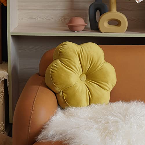 ARTMAGIC Flower Shaped Velvet Decorative Throw Pillow Cushion Ultra Soft Cute Floor Pillow for Couch Bed Sofa (Chartreuse) - color: Chartreuse