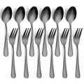 12 PCS Fork and Spoon, Black Silverware Set, Food Grade Stainless Steel Flatware Cutlery Set 6 Forks (5.35 inch), 6 Spoons(5.25 inch) for Home, Outdoor, Restaurant, Dishwasher Safe