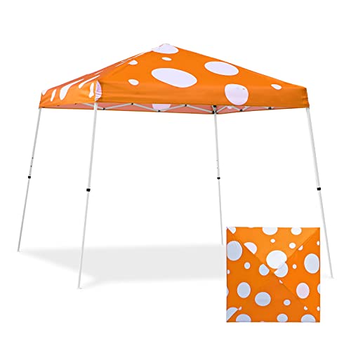 EAGLE PEAK 10x10 Slant Leg Pop-up Canopy Tent Easy One Person Setup Instant Outdoor Beach Canopy Folding Portable Sports Shelter 10x10 Base 8x8 Top (Orange Mushroom) - color: Orange Mushroom, size: 10x10