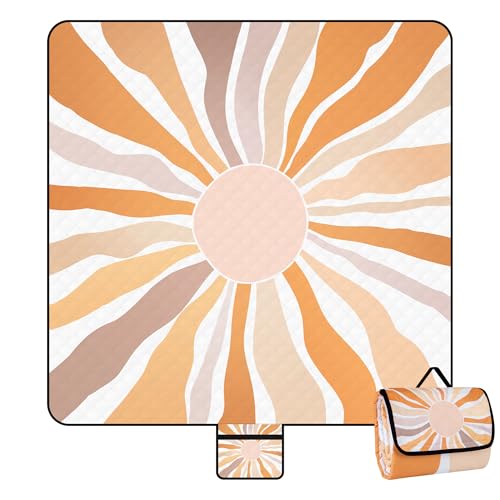 Picnic Blankets, Large Beach Blanket Waterproof Sandproof, Foldable & Portable Outdoor Picnic Blanket, 79''x79'' 3-Layer Picnic Mat for Camping, Park, Travel, Grass Lawn-Boho Sunburst - color: Boho Sunburst