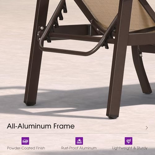 PURPLE LEAF Outdoor Chaise Lounge Chair Set of 3 Patio Pool Lounger Aluminum Chairs with Side Table and Wheels Adjustable Tanning Recliner with Armrests for Outside Backyard Deck Beach, Pebble Gray - color: Pebble Gray, size: Standard Upgrade