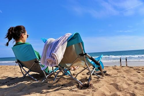 Nice C Low Beach Chair, Beach Chairs for Adults 2 Pack, Sling, Folding, Portable, Concert, Kids, Boat, River, Sand Chair, Sillas De Playa, with Cup Holder & Carry Bag (2 Pack of Blue) - color: Ocean_2