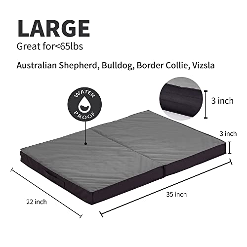 Outdoor Beds for Large Dogs, Waterproof with Washable Cover, Foldable Cooling & Orthopedic: 35in All Weather - color: Grey, size: Large