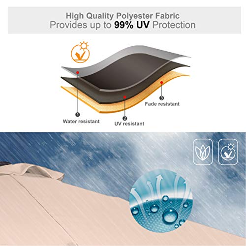 PHI VILLA 15FT Patio Umbrella with Base, Large Double-Sided Outdoor Market Umbrella with Crank Lift, UV-Resistant Canopy for Poolside, Garden, Deck, Backyard, Khaki - color: Khaki