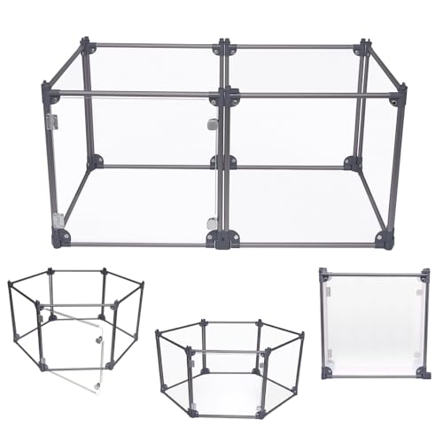 Front Row Foldable Dog Playpen – Durable and Portable Puppy Playpen for Exercise, Rest & Play – Clear Fence Panels with Aluminum Rods and Crate for Dogs and Other Small Pets (Charcoal, 6-Panel) - color: Charcoal