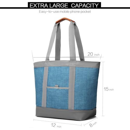 Insulated Cooler Bag Reusable Grocery Tote Bags Transport Large Lunch Box for Women - color: Sky Blue