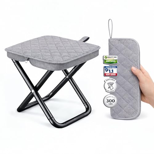 Premium Portable Folding Camping Stool with Carry Bag, Lightweight Compact Outdoor Seat, Heavy Duty Steel Frame, Small Travel Stool for Camping, Hiking & Fishing
